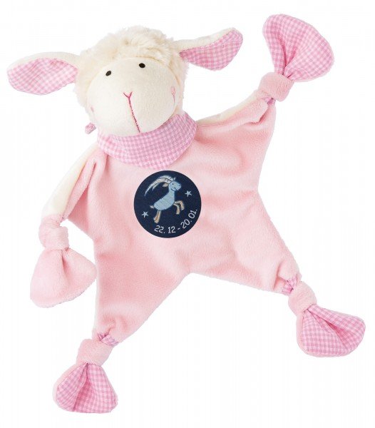 Sigikid Schmusetuch Schaf in rosa mit Sternzeichen STEINBOCK