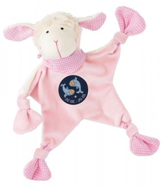 Sigikid Schmusetuch Schaf in rosa mit Sternzeichen FISCHE