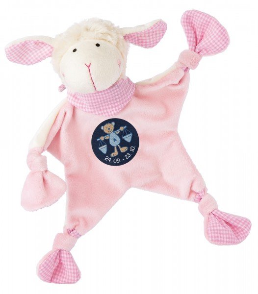 Sigikid Schmusetuch Schaf in rosa mit Sternzeichen WAAGE